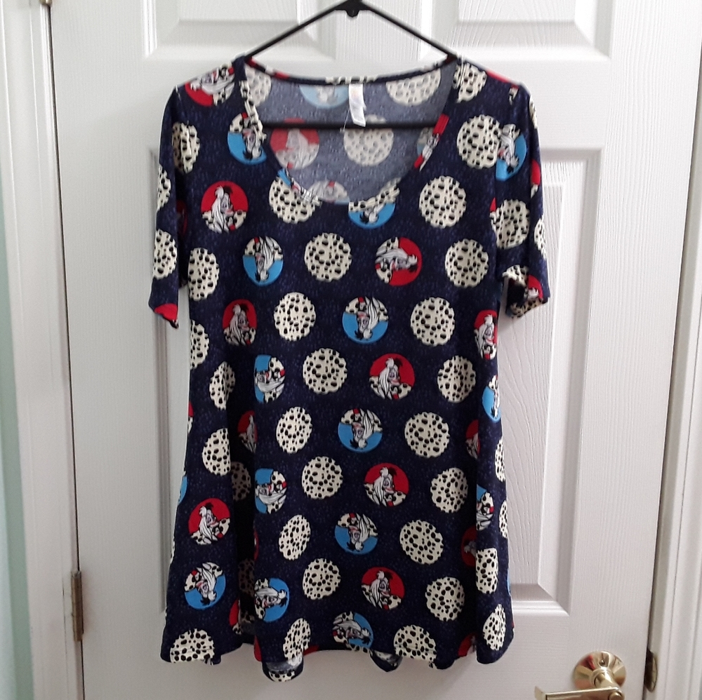 LuLaRoe Disney Villans Cruella Deville The Perfect Tee Tunic Unicorn